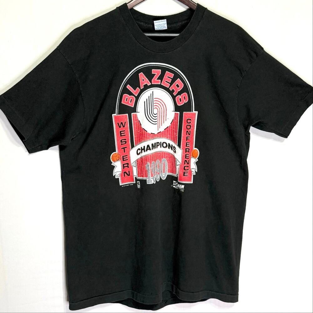 Vintage 1990 Portland Trailblazers T-Shirt XL Salem Sportswear NBA 90s *FLAWS